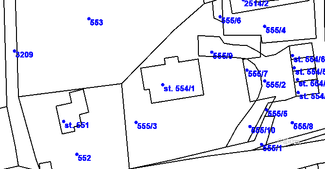 Parcela st. 554/1 v KÚ Radiměř, Katastrální mapa