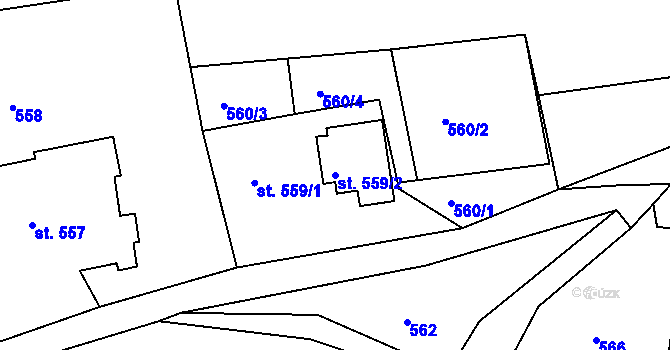 Parcela st. 559/2 v KÚ Radiměř, Katastrální mapa