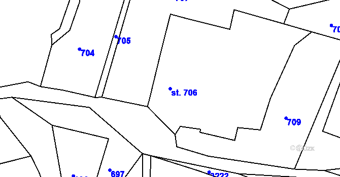 Parcela st. 706 v KÚ Radiměř, Katastrální mapa