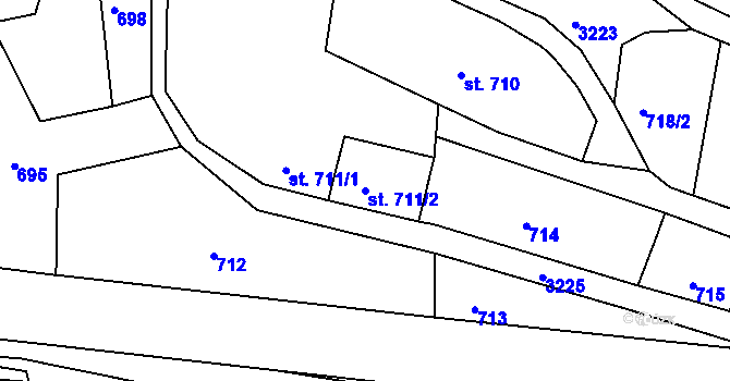 Parcela st. 711/2 v KÚ Radiměř, Katastrální mapa
