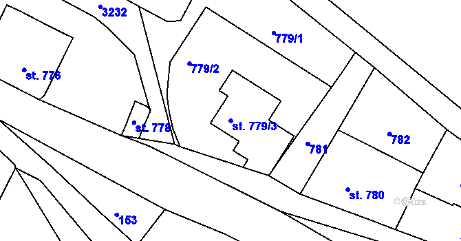 Parcela st. 779/3 v KÚ Radiměř, Katastrální mapa