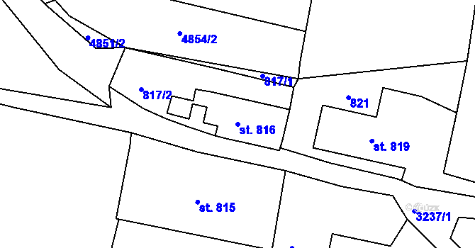 Parcela st. 816 v KÚ Radiměř, Katastrální mapa