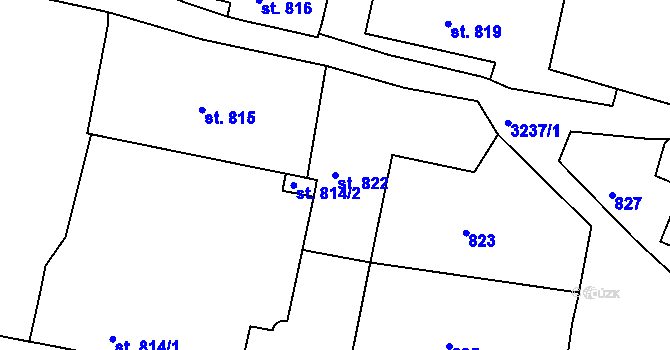 Parcela st. 822 v KÚ Radiměř, Katastrální mapa