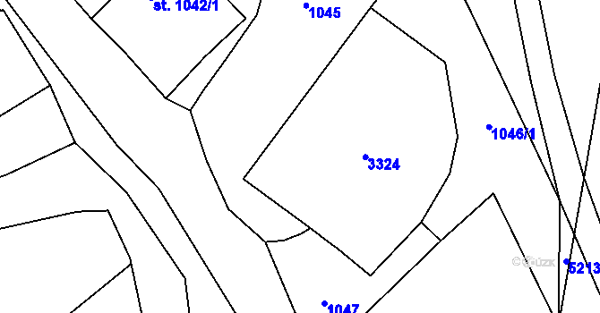 Parcela st. 1044 v KÚ Radiměř, Katastrální mapa