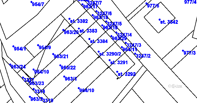 Parcela st. 3290/2 v KÚ Radiměř, Katastrální mapa