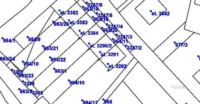 Parcela st. 3291 v KÚ Radiměř, Katastrální mapa
