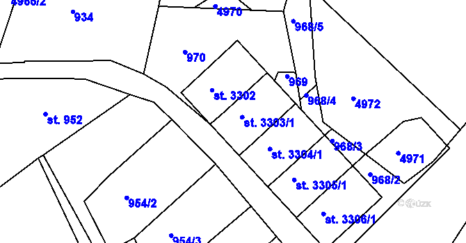 Parcela st. 3303/2 v KÚ Radiměř, Katastrální mapa