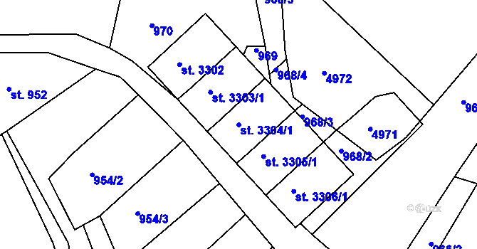 Parcela st. 3304/1 v KÚ Radiměř, Katastrální mapa