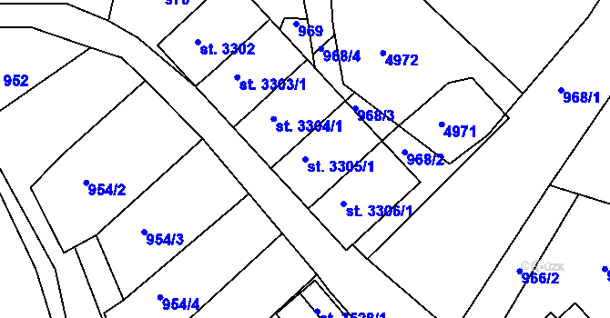 Parcela st. 3305/1 v KÚ Radiměř, Katastrální mapa