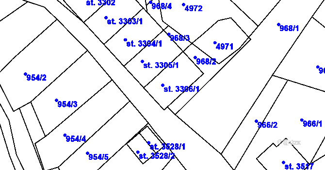 Parcela st. 3306/1 v KÚ Radiměř, Katastrální mapa