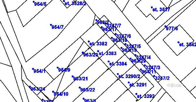 Parcela st. 3383 v KÚ Radiměř, Katastrální mapa