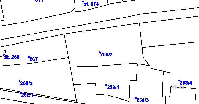 Parcela st. 258/2 v KÚ Radiměř, Katastrální mapa