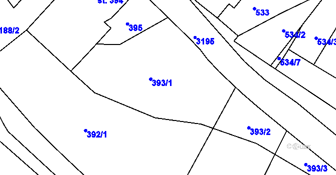 Parcela st. 393 v KÚ Radiměř, Katastrální mapa