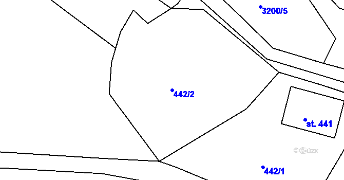 Parcela st. 442/2 v KÚ Radiměř, Katastrální mapa