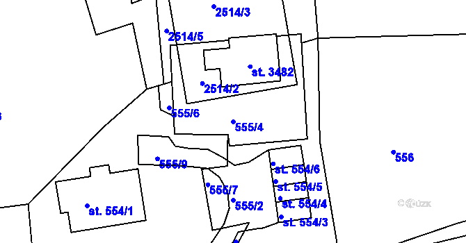 Parcela st. 555/4 v KÚ Radiměř, Katastrální mapa
