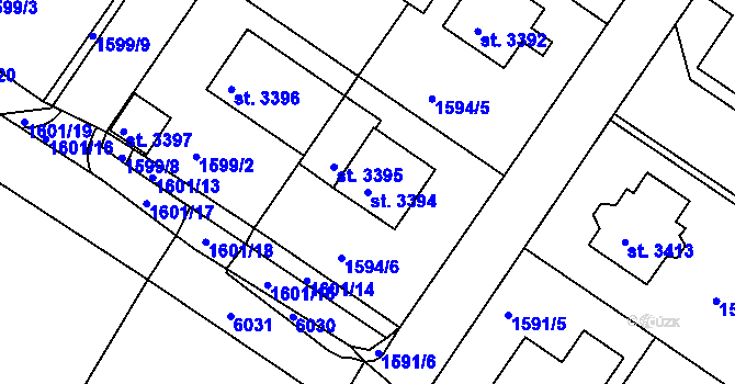 Parcela st. 3394 v KÚ Radiměř, Katastrální mapa
