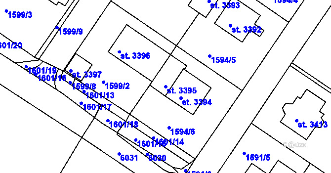 Parcela st. 3395 v KÚ Radiměř, Katastrální mapa