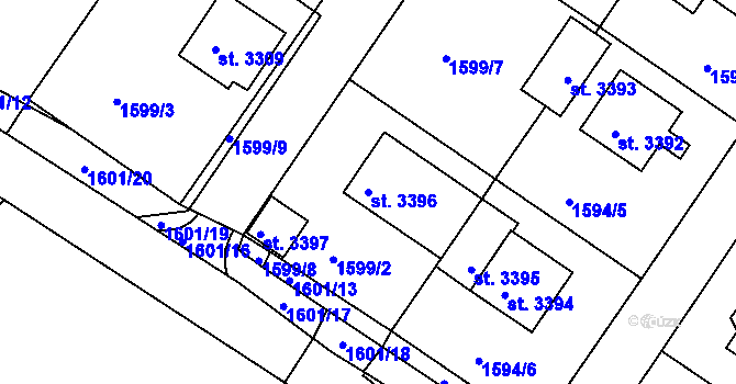 Parcela st. 3396 v KÚ Radiměř, Katastrální mapa