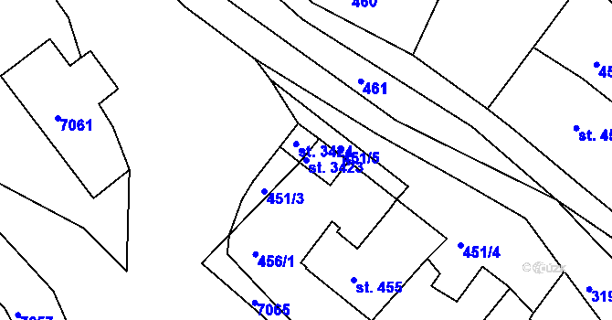 Parcela st. 3423 v KÚ Radiměř, Katastrální mapa