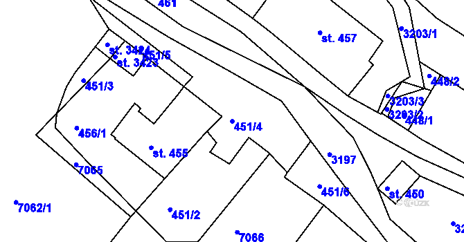 Parcela st. 451/4 v KÚ Radiměř, Katastrální mapa