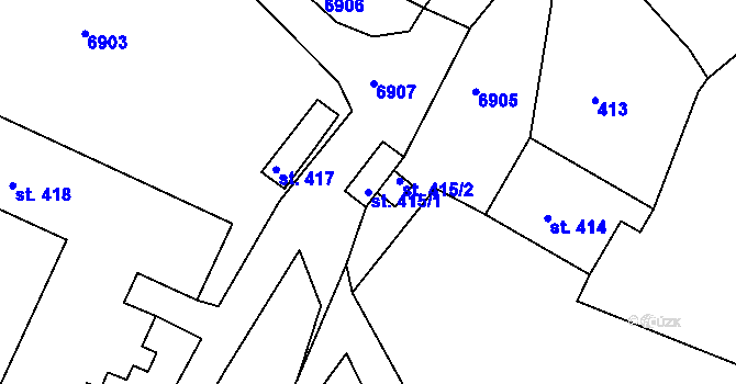 Parcela st. 415/1 v KÚ Radiměř, Katastrální mapa