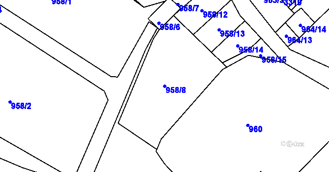 Parcela st. 958/8 v KÚ Radiměř, Katastrální mapa