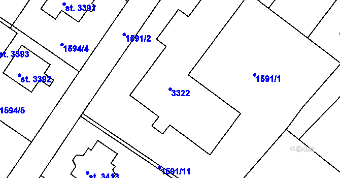 Parcela st. 3322 v KÚ Radiměř, Katastrální mapa