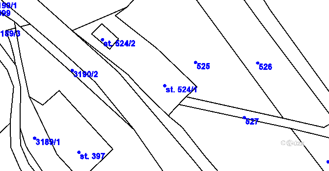 Parcela st. 524/1 v KÚ Radiměř, Katastrální mapa