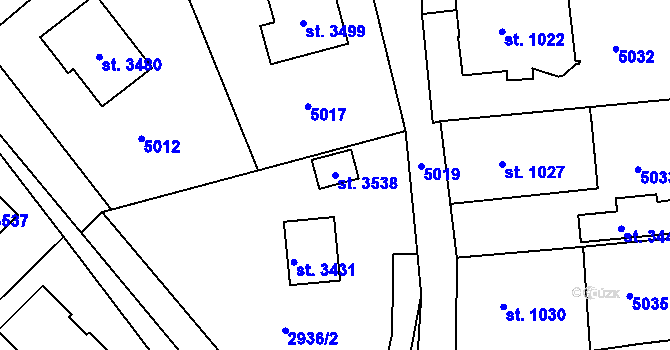 Parcela st. 3538 v KÚ Radiměř, Katastrální mapa