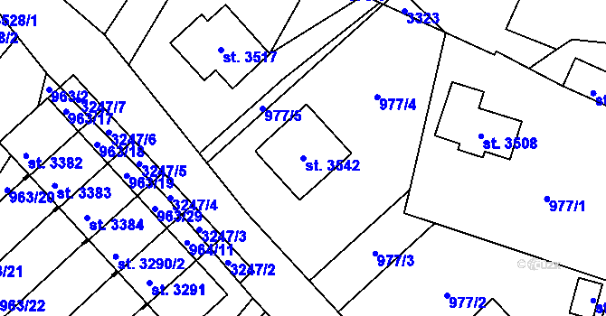 Parcela st. 3542 v KÚ Radiměř, Katastrální mapa