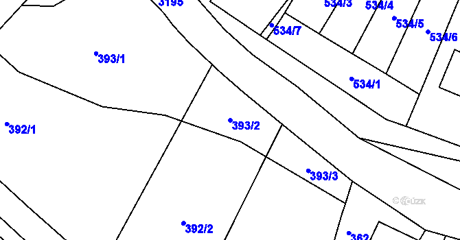 Parcela st. 393/2 v KÚ Radiměř, Katastrální mapa