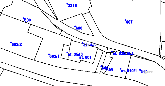 Parcela st. 3214/8 v KÚ Radiměř, Katastrální mapa