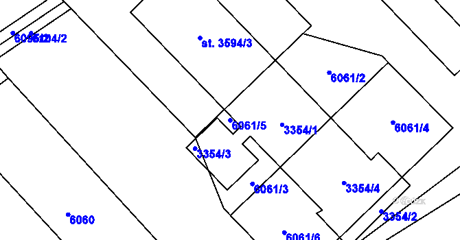 Parcela st. 6061/5 v KÚ Radiměř, Katastrální mapa
