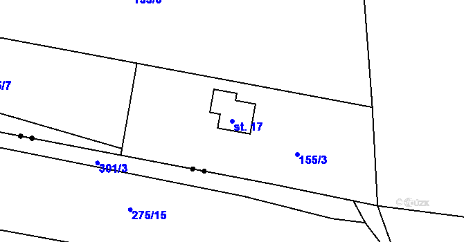 Parcela st. 17 v KÚ Hnojná Lhotka, Katastrální mapa
