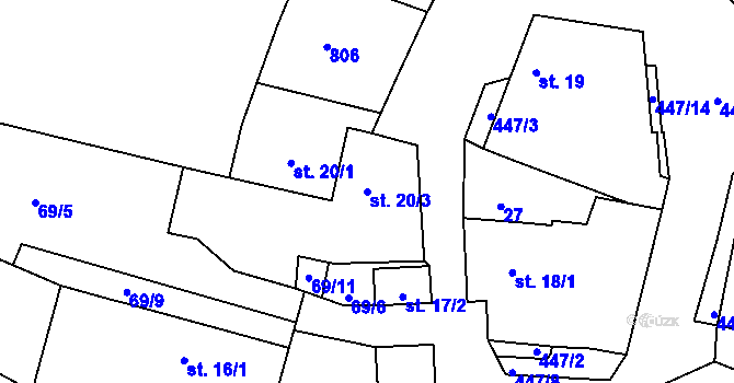 Parcela st. 20/3 v KÚ Libějice, Katastrální mapa