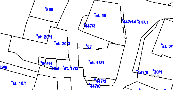Parcela st. 27 v KÚ Libějice, Katastrální mapa