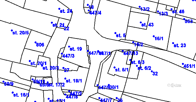 Parcela st. 447/1 v KÚ Libějice, Katastrální mapa