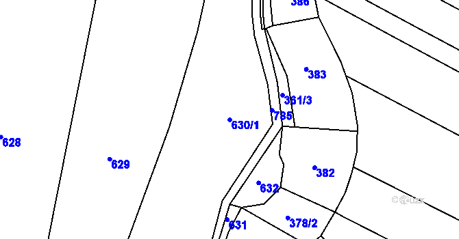 Parcela st. 630/1 v KÚ Libějice, Katastrální mapa