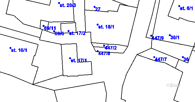 Parcela st. 447/8 v KÚ Libějice, Katastrální mapa