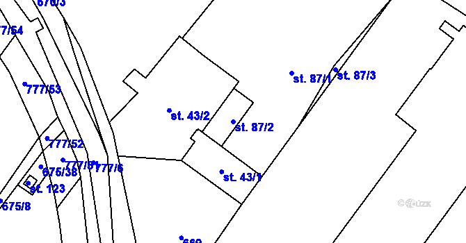 Parcela st. 87/2 v KÚ Lom, Katastrální mapa