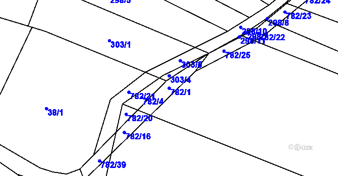 Parcela st. 782/1 v KÚ Lom, Katastrální mapa
