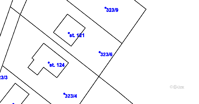 Parcela st. 323/6 v KÚ Lom, Katastrální mapa