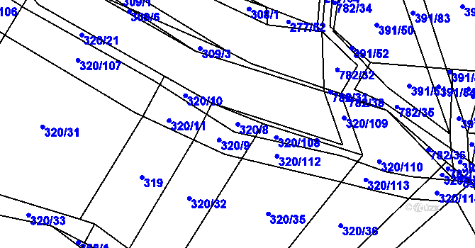 Parcela st. 320/8 v KÚ Lom, Katastrální mapa