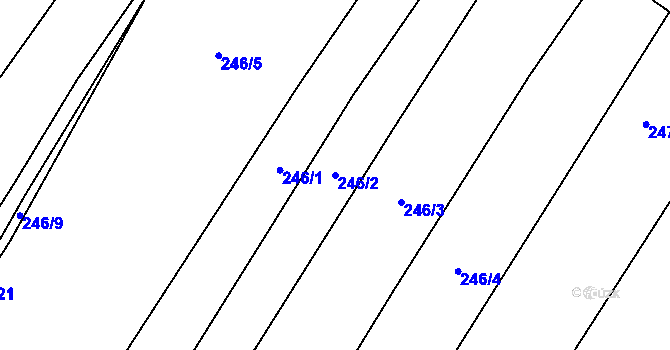 Parcela st. 246/2 v KÚ Lom, Katastrální mapa