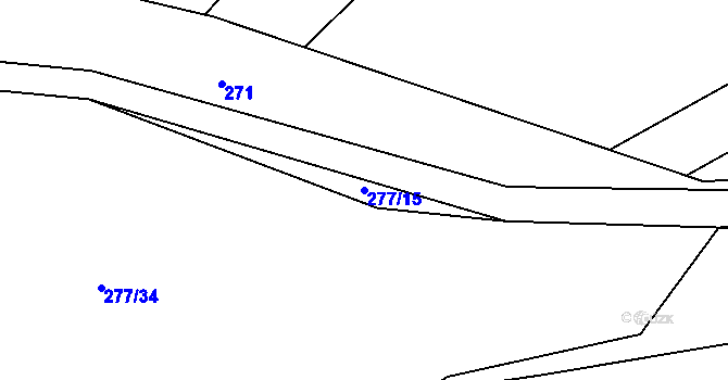 Parcela st. 277/15 v KÚ Lom, Katastrální mapa