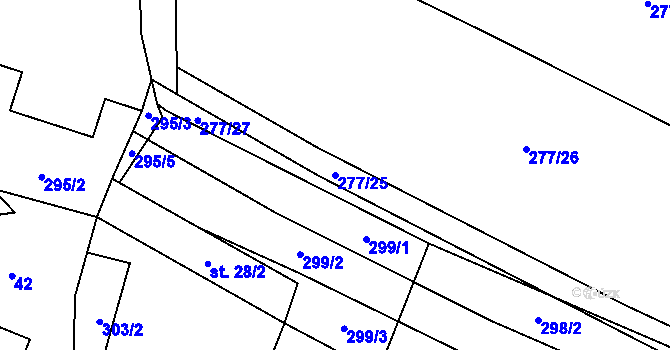Parcela st. 277/25 v KÚ Lom, Katastrální mapa