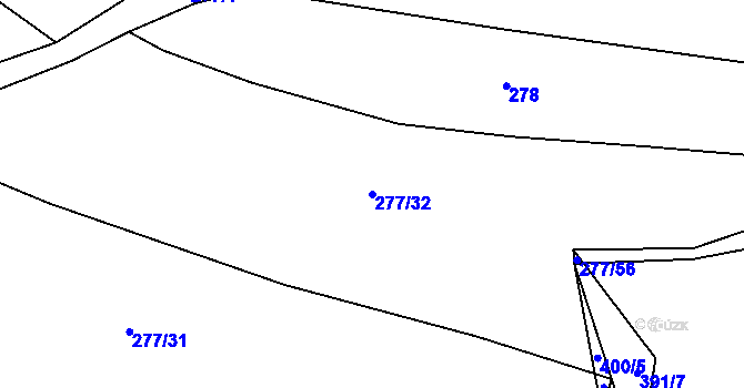 Parcela st. 277/32 v KÚ Lom, Katastrální mapa