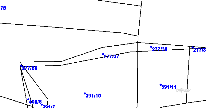 Parcela st. 277/37 v KÚ Lom, Katastrální mapa