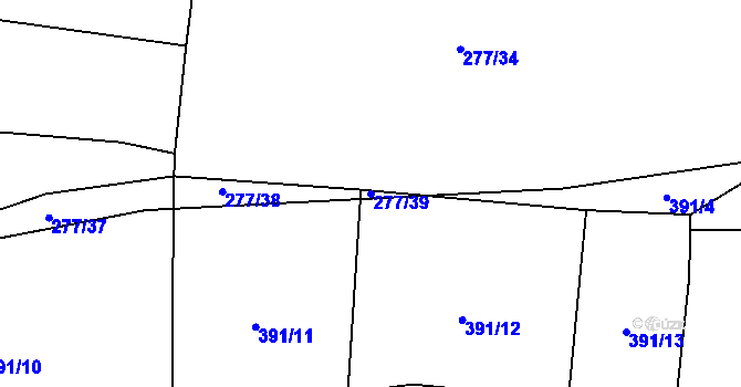 Parcela st. 277/39 v KÚ Lom, Katastrální mapa