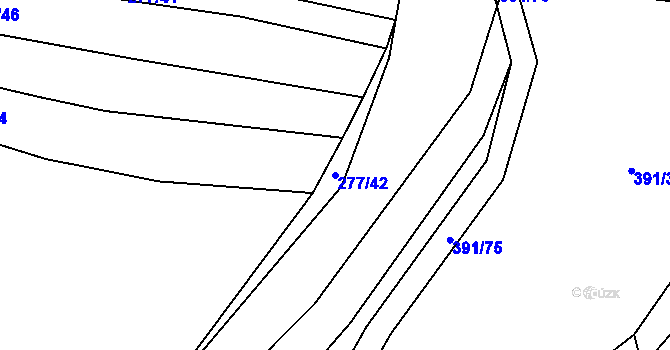 Parcela st. 277/42 v KÚ Lom, Katastrální mapa